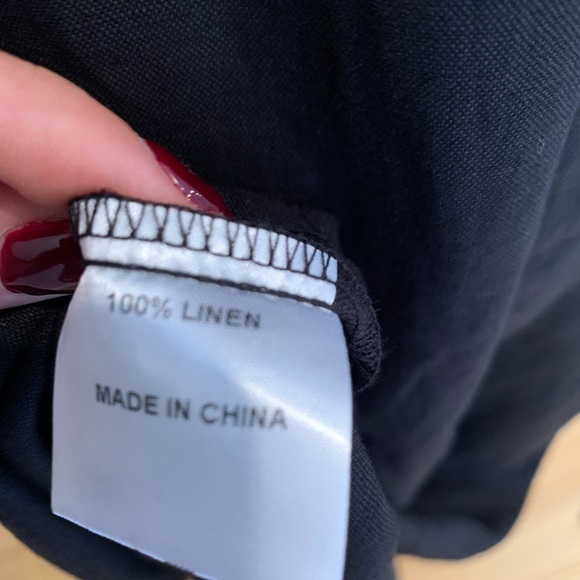 Linen Smocked Long sleeve nap lounge dress Black 🌹 - Picture 8 of 11